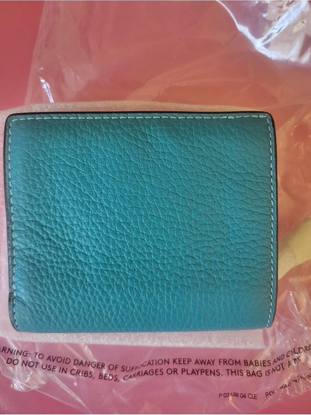 Coach Snap Card Case Wallet Teal Blue Leather With C Charm NWT  *AUTHENTIC*